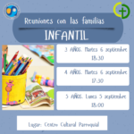 REUNIONES DE INICIO DE CURSO – ED. INFANTIL